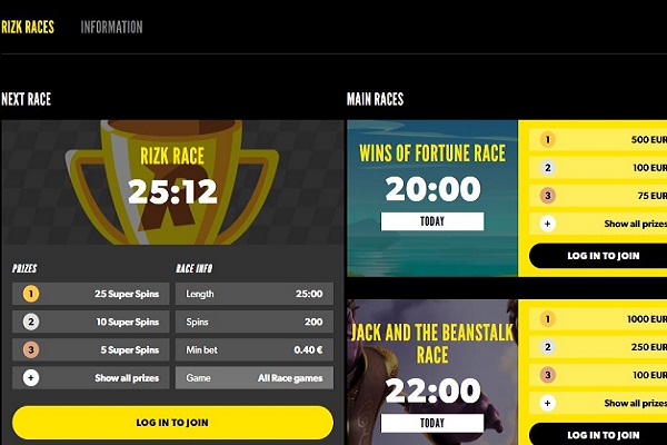 Play games at Rizk Casino Online