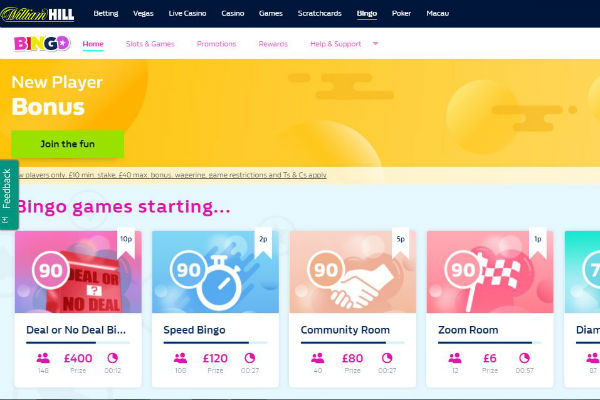 Play bingo at William Hill Casino Online